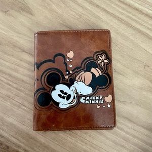 NEW Mickey Mouse & Minnie Leather Wallet (faux)